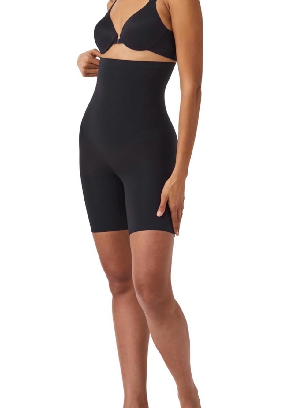 SPANX High-Waist Black Mid-Thigh Shaping Shorts
